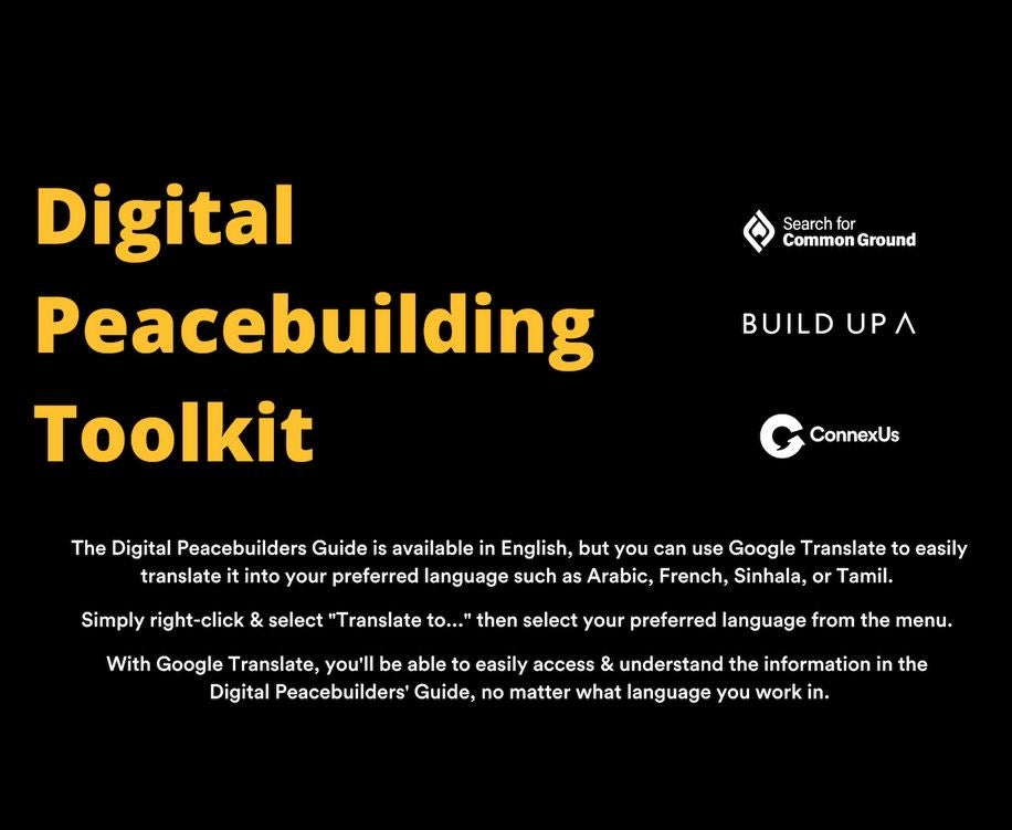 screenshot of digital peacebuilding tookit