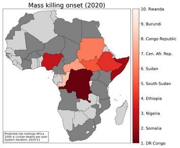 Africa map of mass killing onset prediction
