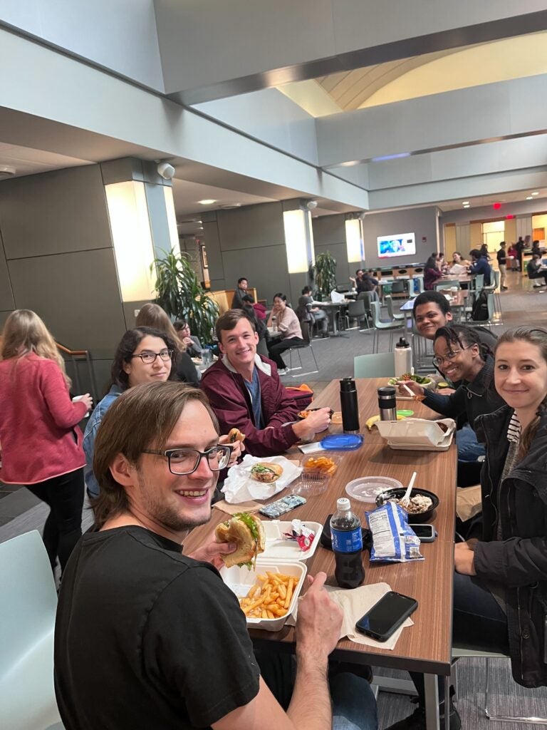 Lunch with graduate students in the Bernhardt lab