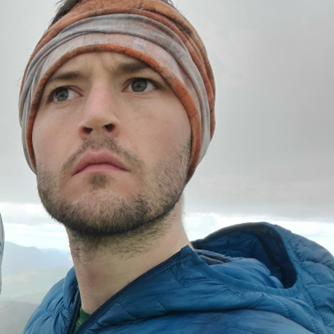 Stuart Adamson contemplating the world amidst Mt Eisenhower Fog, New Hampshire