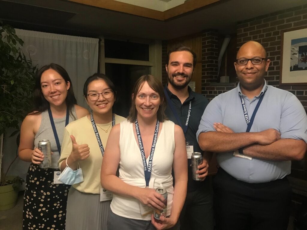 Jake Jensen (second from right) at Lung Epithelium conference with Kim Lab members