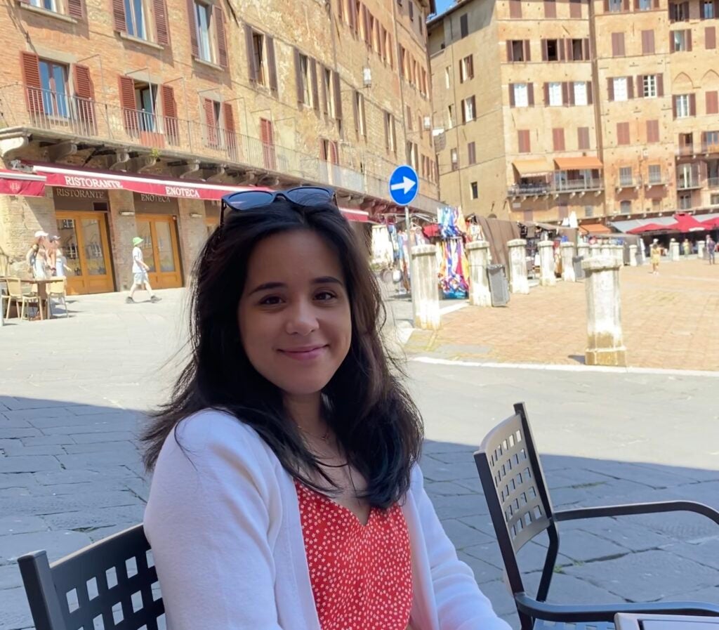 Enjoying some coffee and people watching in Siena, Italy