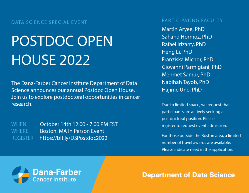 DFCI Postdoc Open House flyer