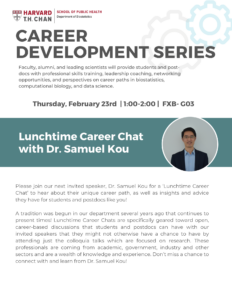 Career Development Series flyer with samuel kou
