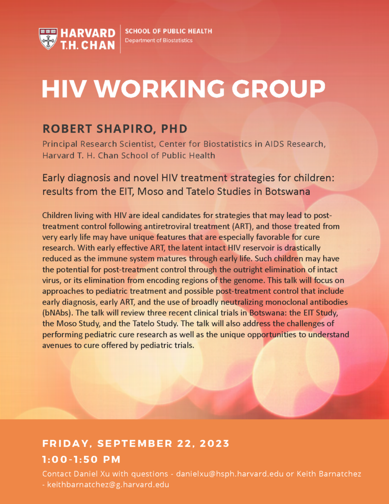 09-22-2023 HIV Working Group Flyer for talk by Dr. Robert Shapiro