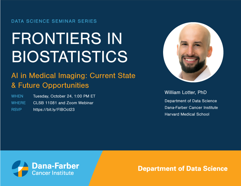 Frontiers in Biostatistics w. William Lotter flyer