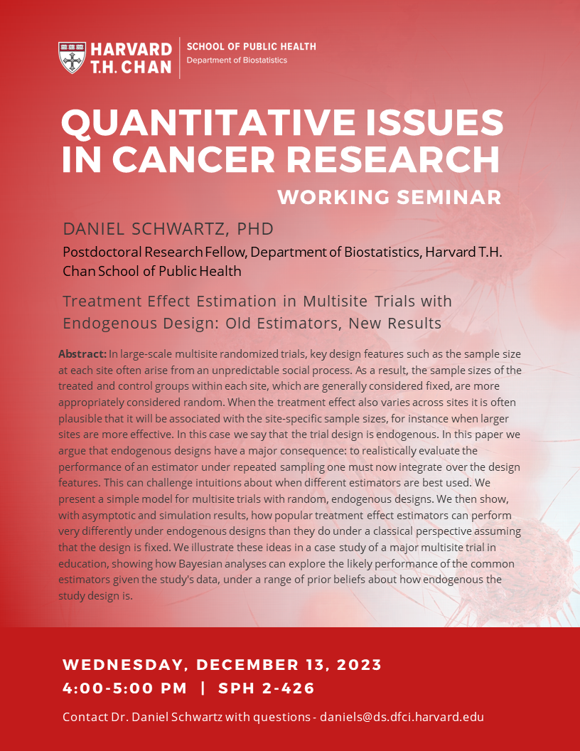 Quantitative Issues in Cancer Research Working Group Seminar