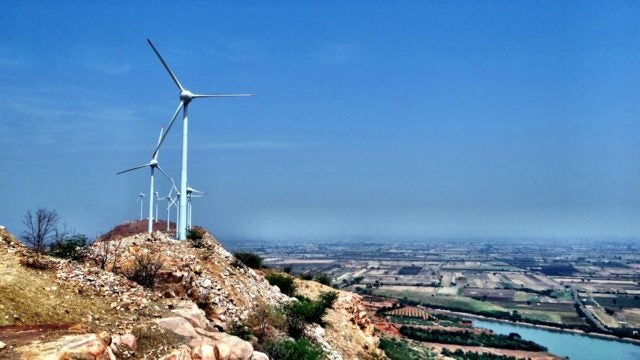 Wind turbines on a hilltop