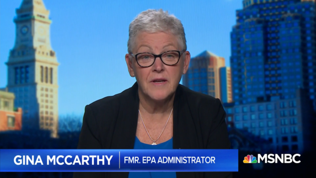 Gina McCarthy being interviewed on MSNBC's Velshi & Ruhle.
