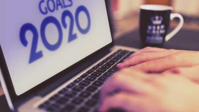 Laptop reading "Goals 2020"