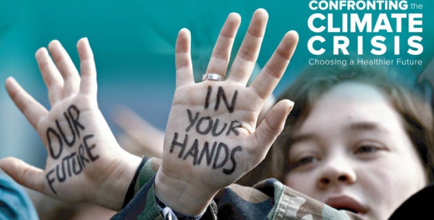 "Our Future in Your Hands" written on hands