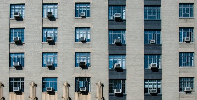 air conditioners installed on an apartment building