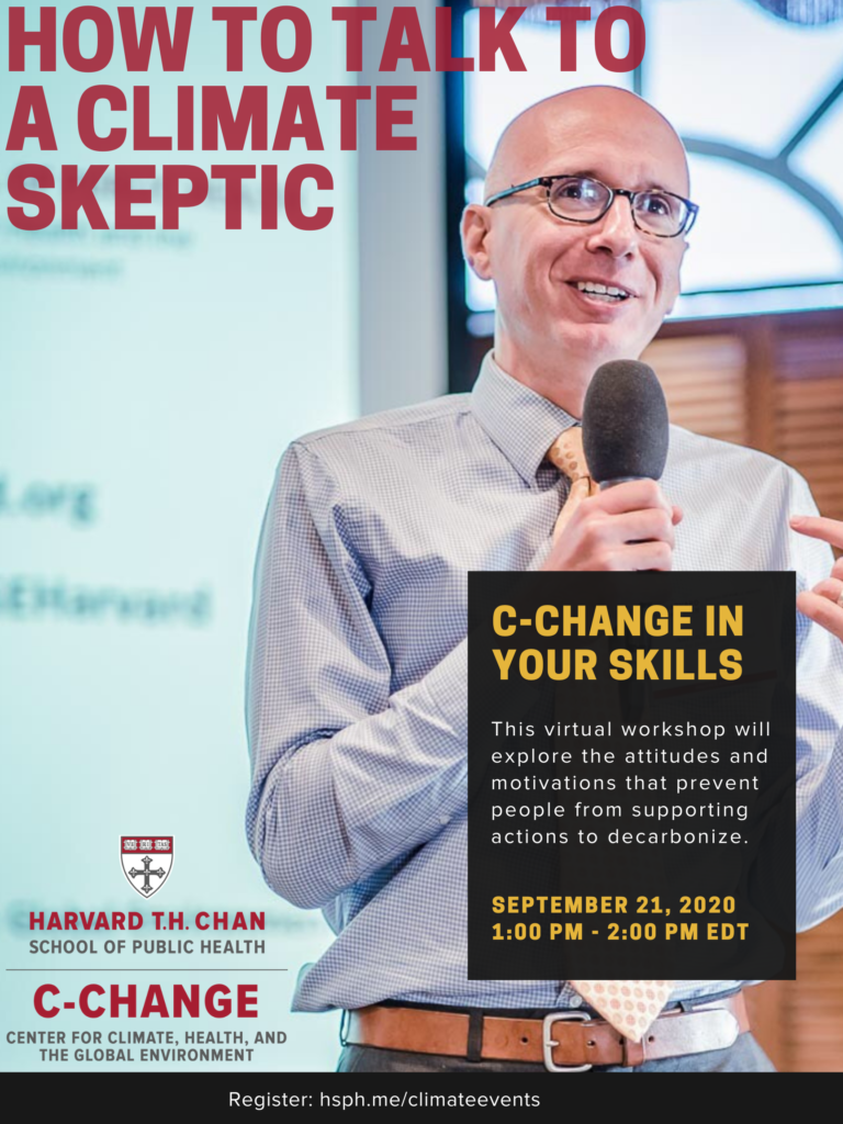 Flyer for how to talk to a climate skeptic workshop