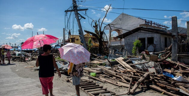 Houses destroyed by Typhoon Haiyan