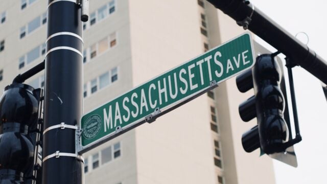 street sign in Boston reads "Massachusetts Ave"