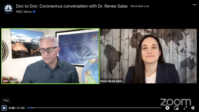 Screenshot of Zoom conversation with Dr. John Torres and Dr. Renee Salas