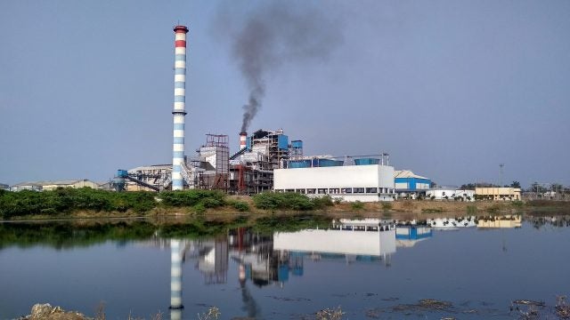 Coal power plant next to river