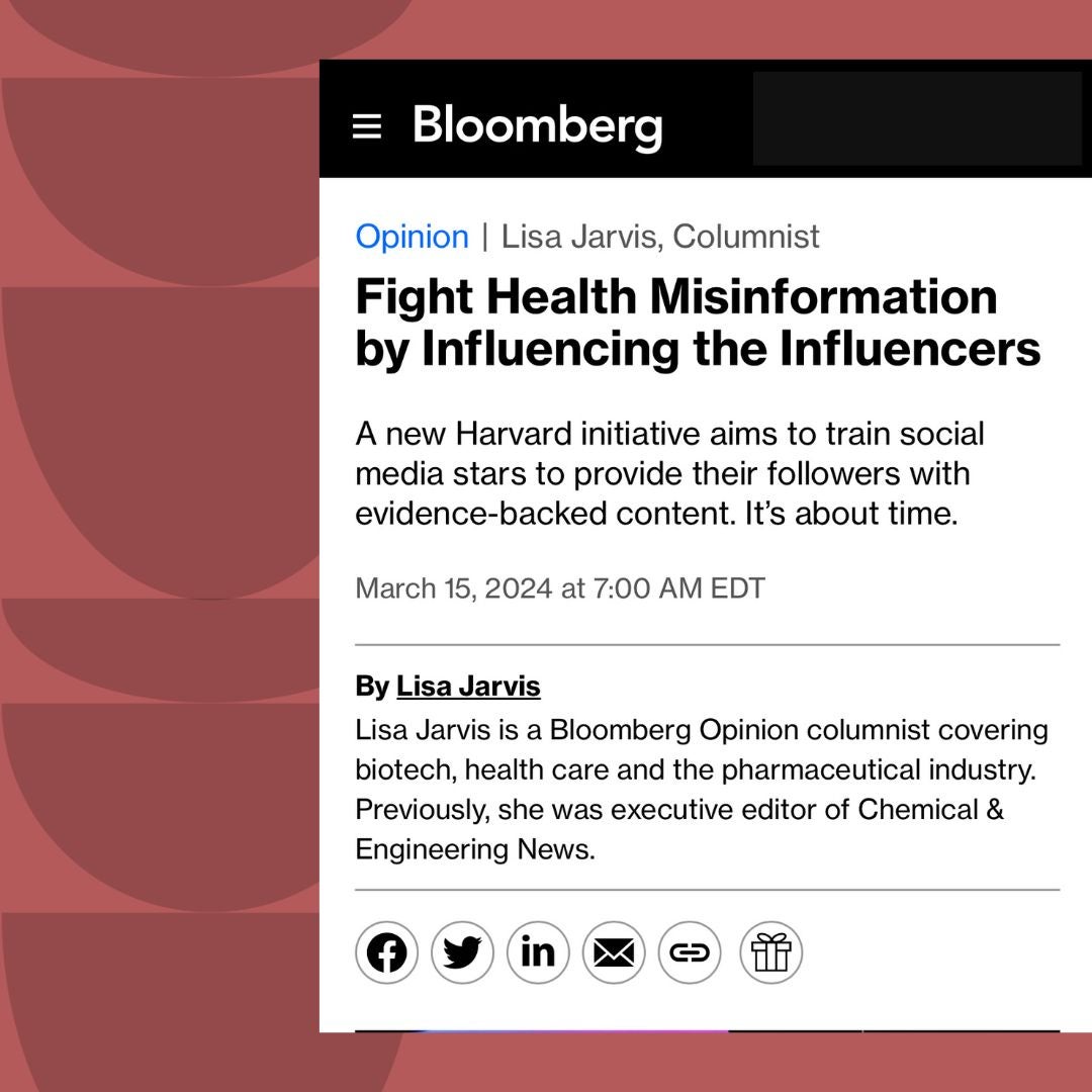 Fight Health Misinformation by influencing the influencers - an article by Lisa Jarvis
