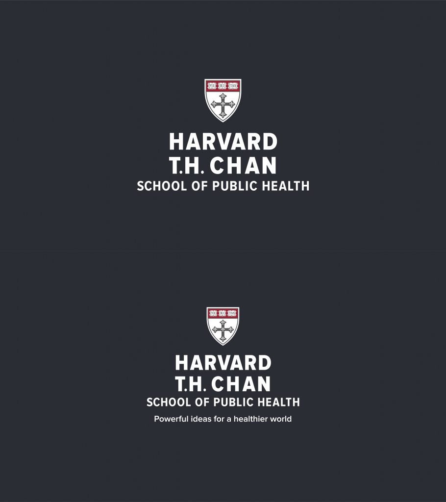 Harvard Chan School centered logo lockups dark backgrounds