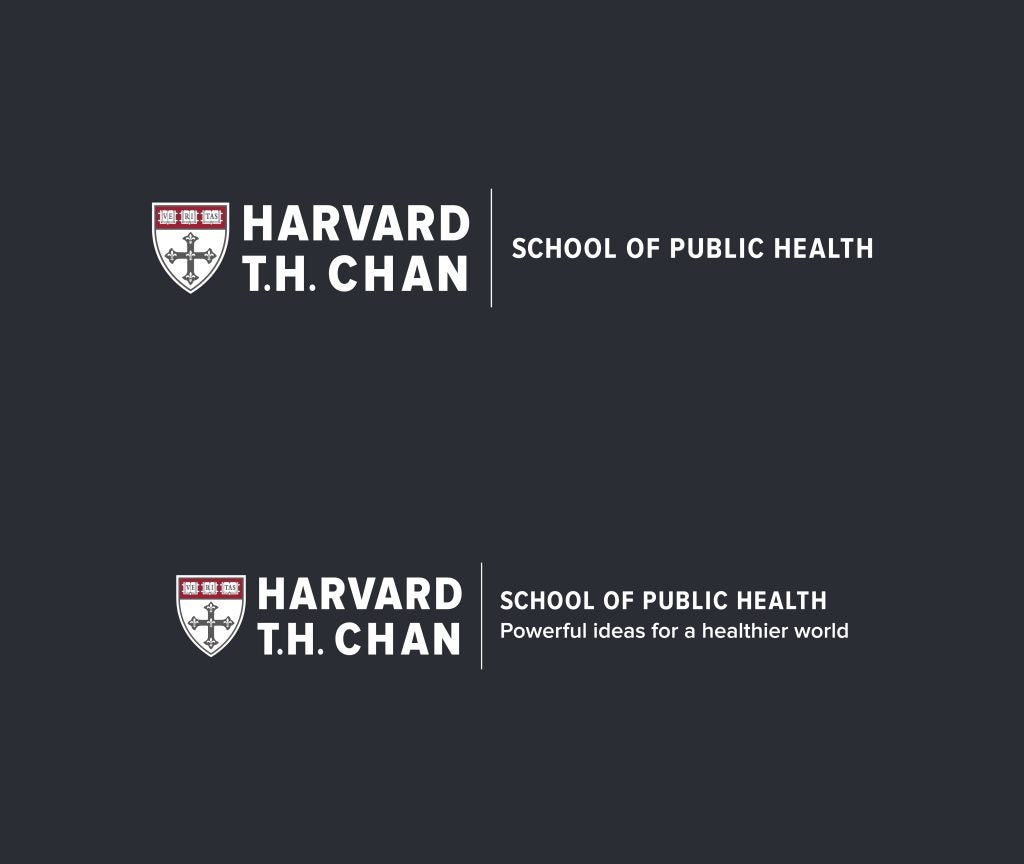 Harvard Chan School Horizontal Logo lockups dark backgrounds