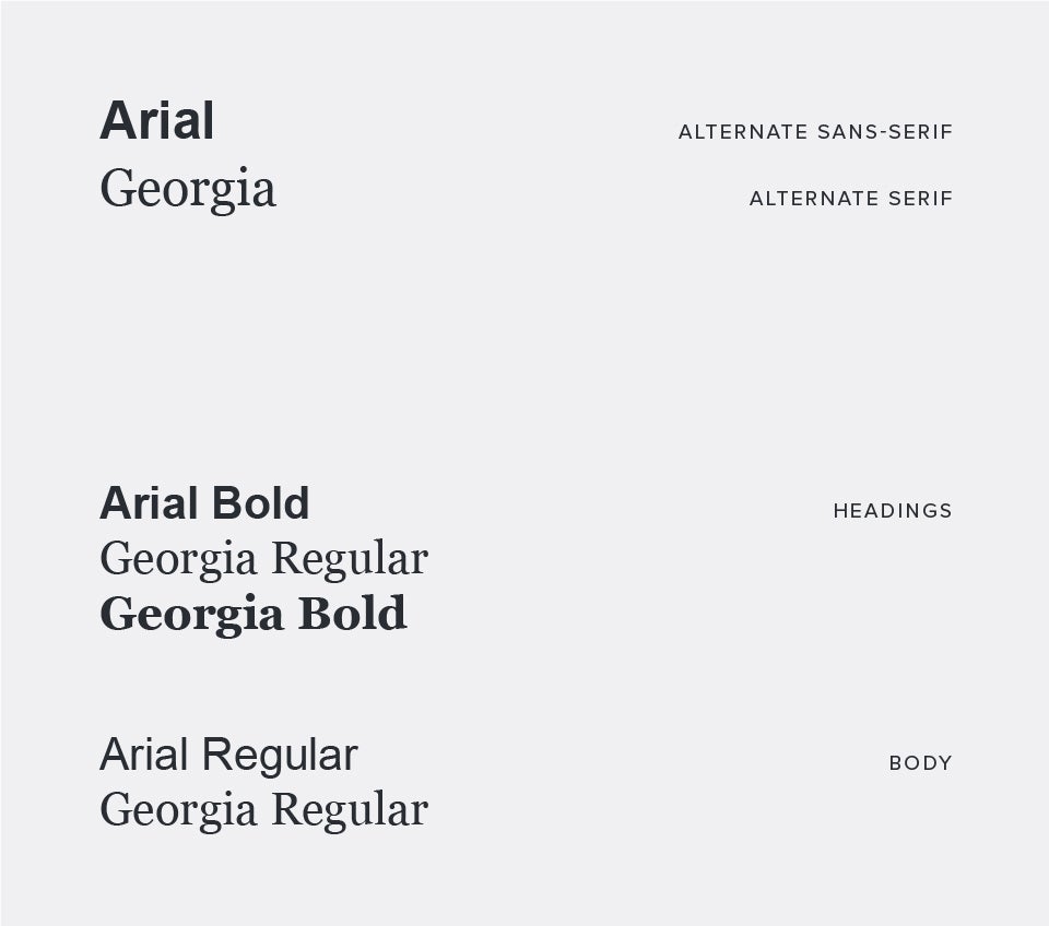 Font specimen: Arial and Georgia