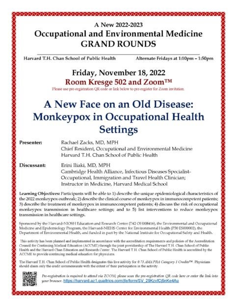 Poster for A New Face on an Old Disease: Monkeypox in Occupational Health Settings