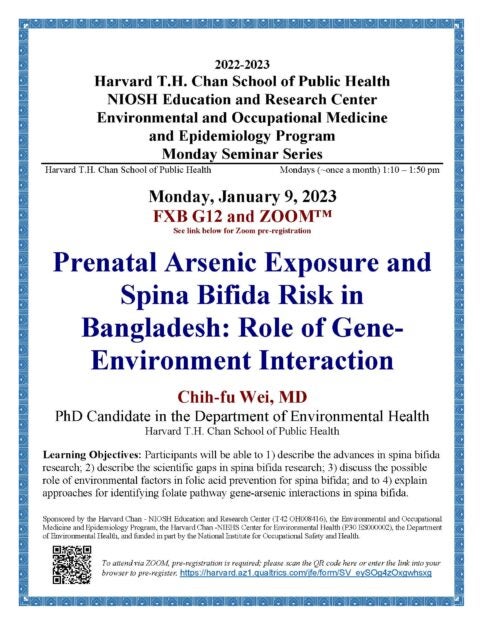 Poster for Prenatal Arsenic Exposure and Spina Bifida Risk in Bangladesh: Role of Gene-Environment Interaction