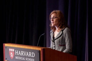Wendy Garrett, Irene Heinz Given Professor of Immunology and Infectious Diseases and co-director of the Harvard Chan Microbiome in Public Health Center, delivered welcome remarks