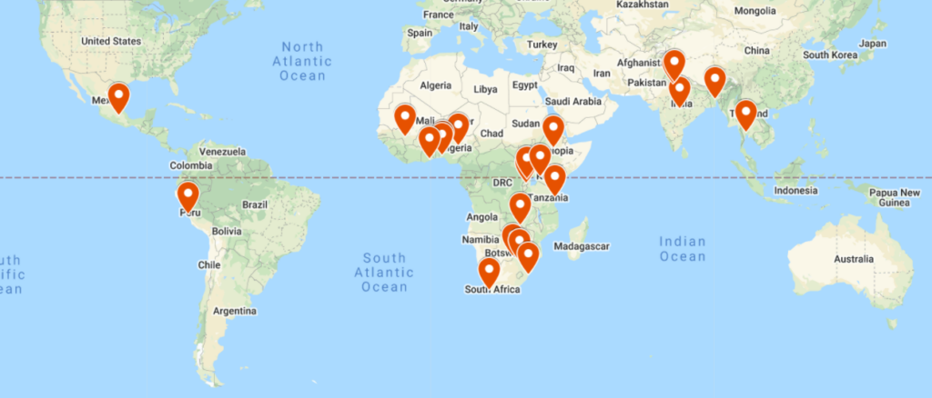 Map showing our research sites