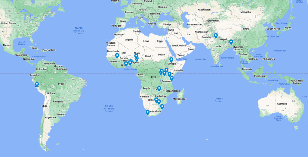 Map of HBNU International Partner Sites 2023