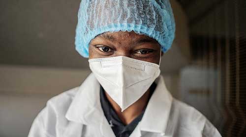 A nurse from Lancet Nectare hospital waits for the next patient to perform a COVID-19 coronavirus test