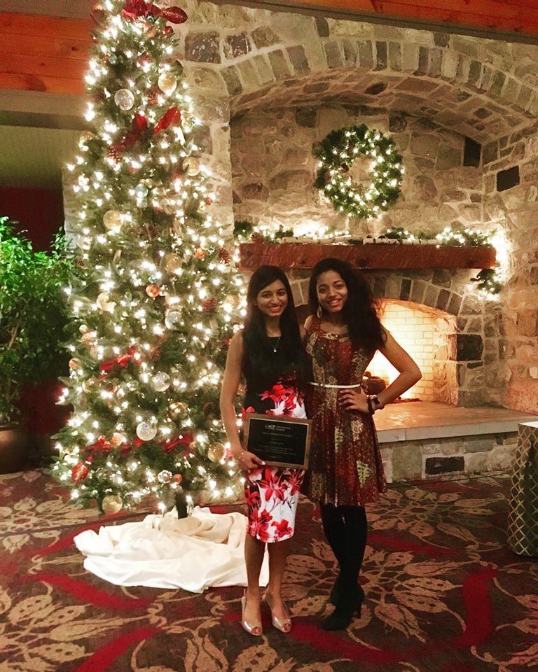 Aleesha and her sister Aana Shaik at the awards ceremony in December