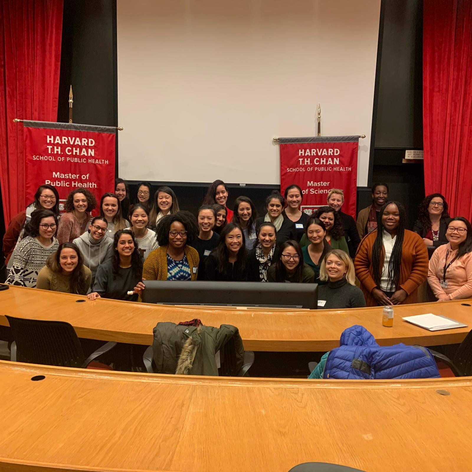 Photo of students in Women in Leadership (WIL), Black Student Health Organization, and Latinx Students in Public Health Association groups