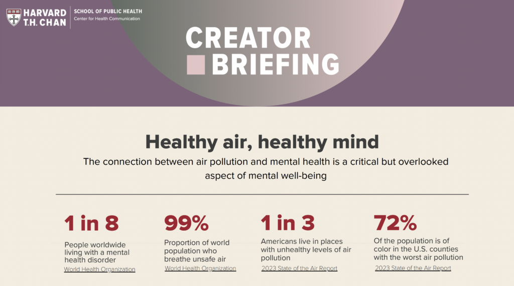 Header on Companion Creator Toolkit about the connection between healthy air and healthy minds