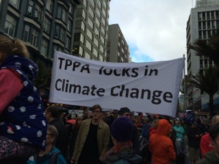 TPPA protests in Auckland, New Zealand (photo courtesy of Rhys Jones)