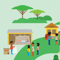 Decorative - Detail of an illustration created for the Defeating Malaria website