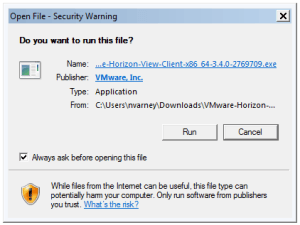 Click the Run button in the Security Warning box