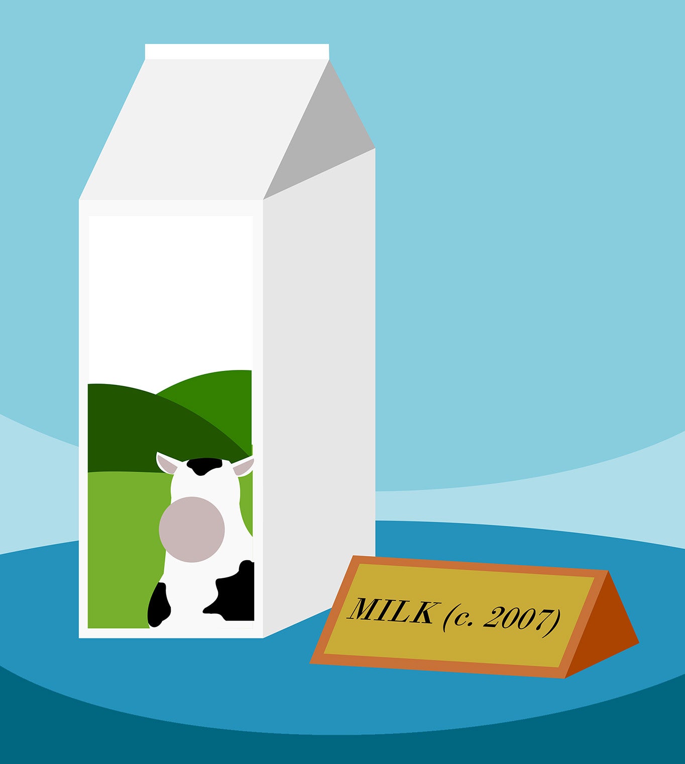 illustration of expired milk carton, circa 2017