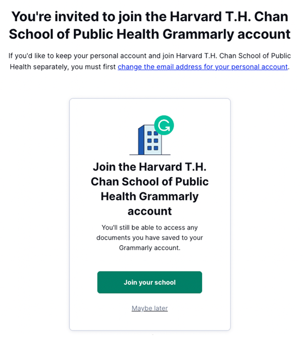 You're invited to join grammarly screenshot