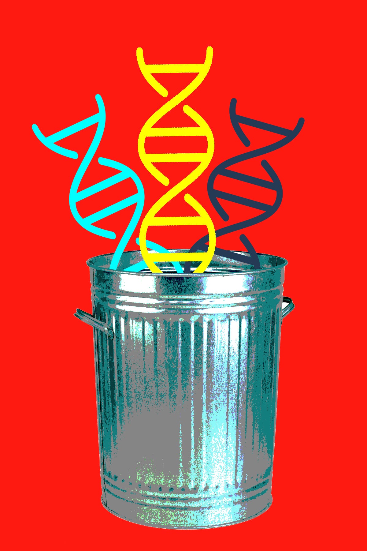 Graphic of DNA in a trash can