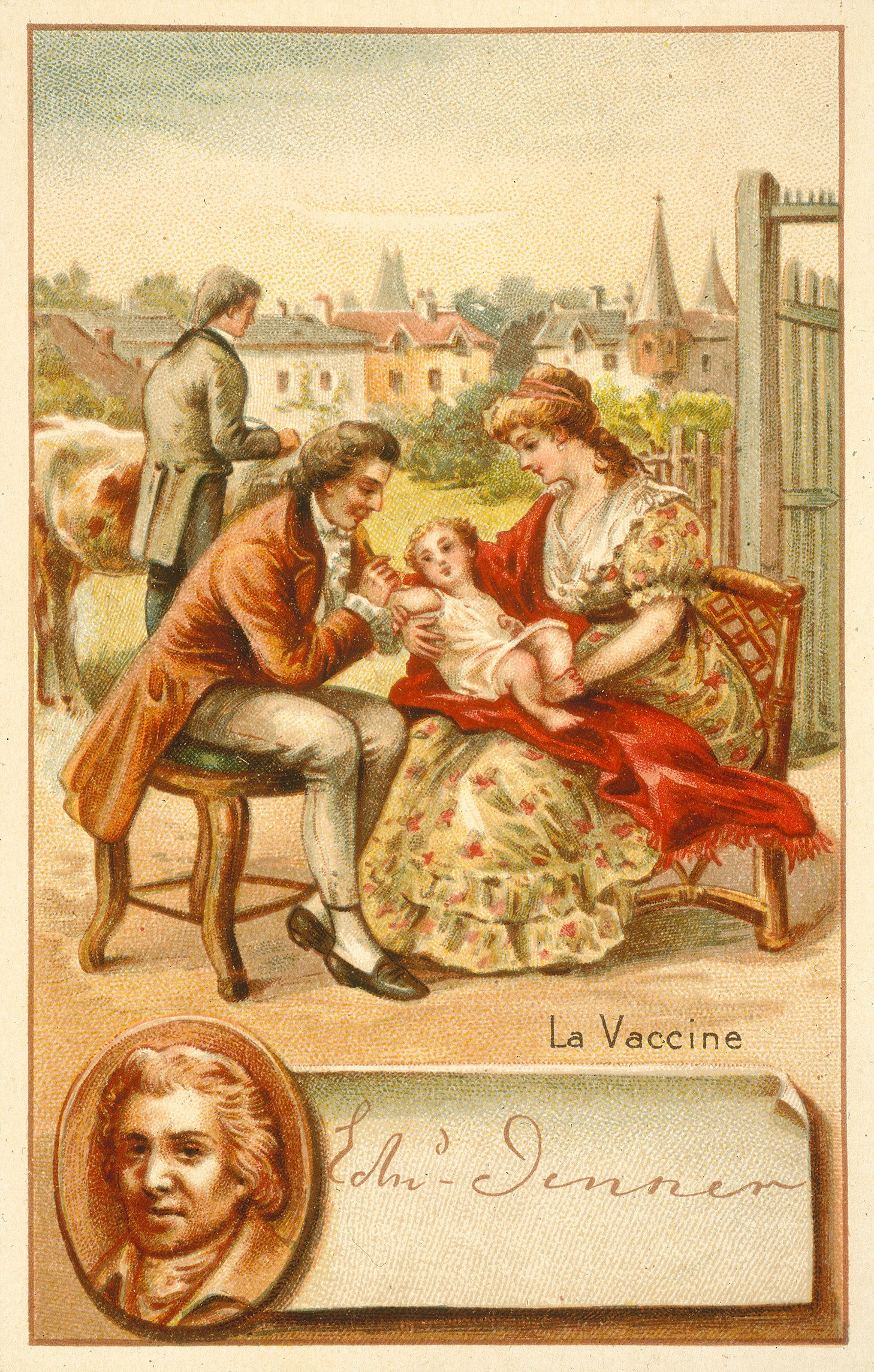Depiction of baby receiving vaccine