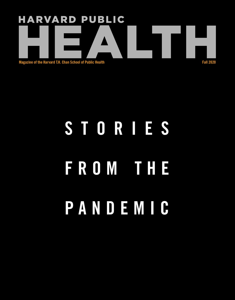 Cover for Fall 2020, reads "Stories from the Pandemic"