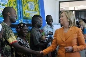 U.S. Secretary of State Clinton visits health center in Tanzania