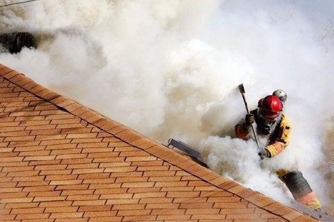 Firefighter on roof