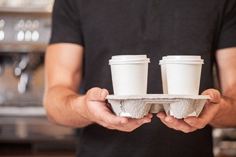 Coffee cups in a tray