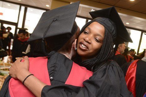 Hugging grads