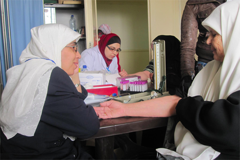 Health monitoring at a clinic in Jordan