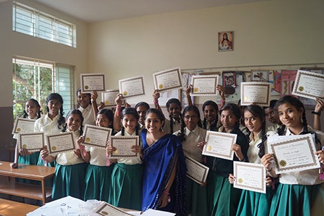 Priya Shankar with the inaugural class of Girls Health Champions