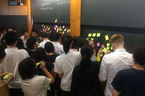 Chinese students brainstorming