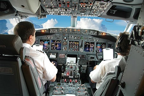 Pilots in the cockpit